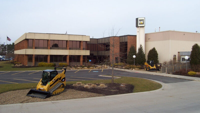 Pictured is Ohio CAT's corporate headquarters with a piece of its machinery in front of the building.
