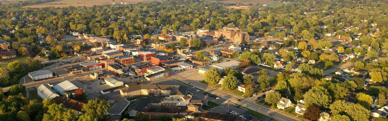 Aerial view of small town