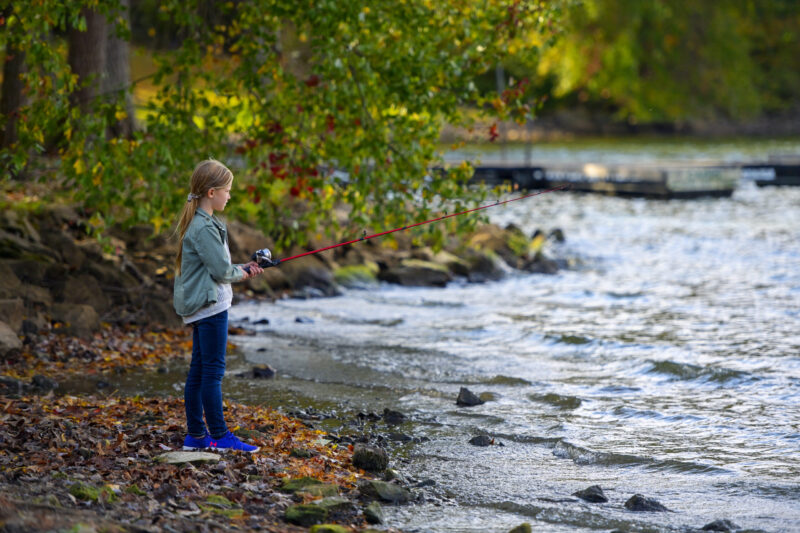 Girl fishing at Tappan Lake.