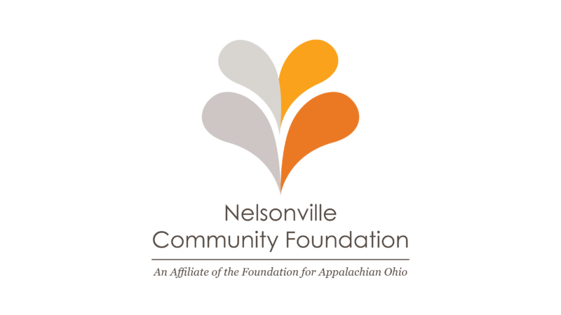Logo in four colors displaying a fleur and the words "Nelsonville Community Foundation - an affiliate of the Foundation for Appalachian Ohio"
